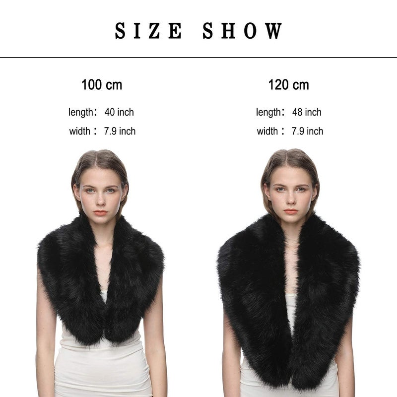 Dikoaina Extra Large Women's Faux Fur Collar for Winter Coat (White, 100cm) - Image 3